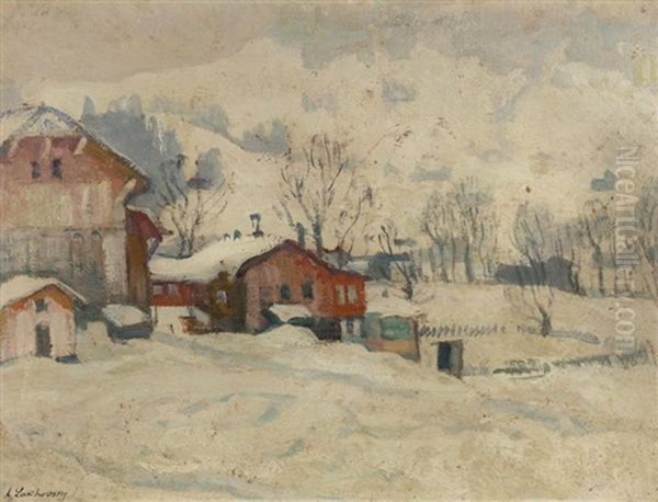 Paysage Enneige Oil Painting by Arnold Borisovich Lakhovsky