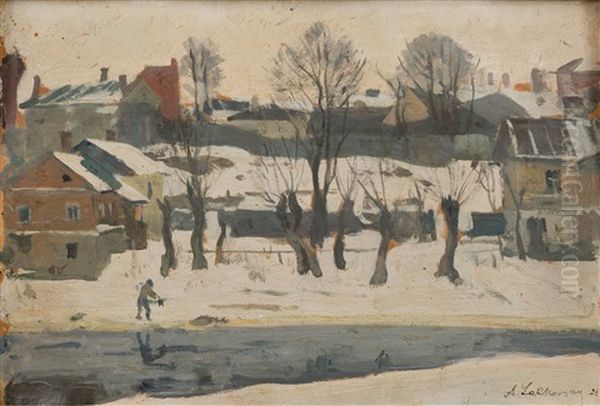 Winter View Oil Painting by Arnold Borisovich Lakhovsky