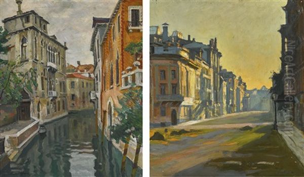 Venice And Street Scene Oil Painting by Arnold Borisovich Lakhovsky