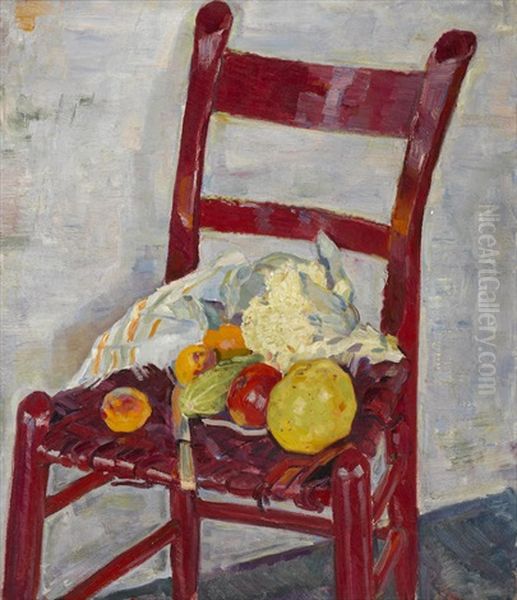 Still Life With A Red Chair Oil Painting by Arnold Borisovich Lakhovsky