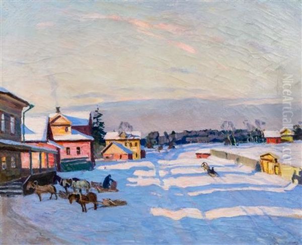 Paysage De Neige Oil Painting by Arnold Borisovich Lakhovsky