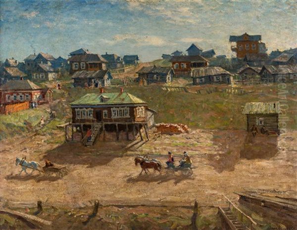 Summer In A Russian Village Oil Painting by Arnold Borisovich Lakhovsky