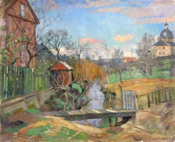 Paysage De Campagne Russe Oil Painting by Arnold Borisovich Lakhovsky