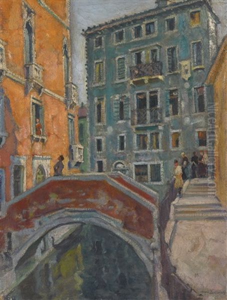 Venetian Canal Scene Oil Painting by Arnold Borisovich Lakhovsky