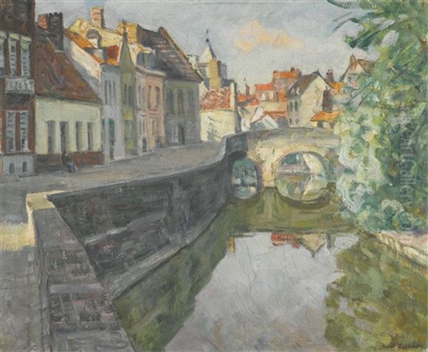 Bruges Canal Oil Painting by Arnold Borisovich Lakhovsky