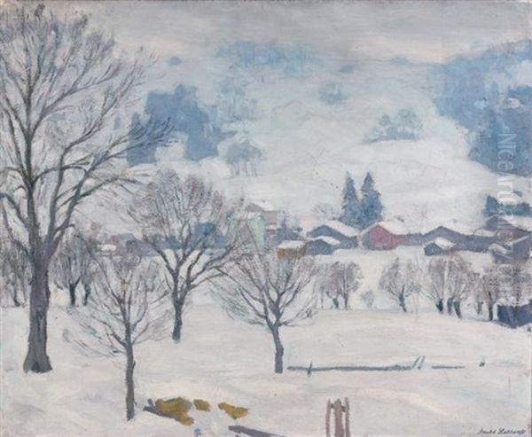 Village Sous La Neige Oil Painting by Arnold Borisovich Lakhovsky