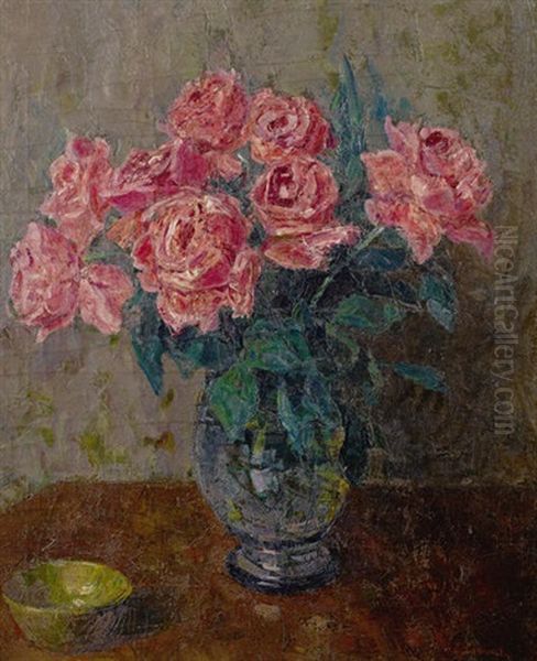 Still Life With Roses Oil Painting by Arnold Borisovich Lakhovsky