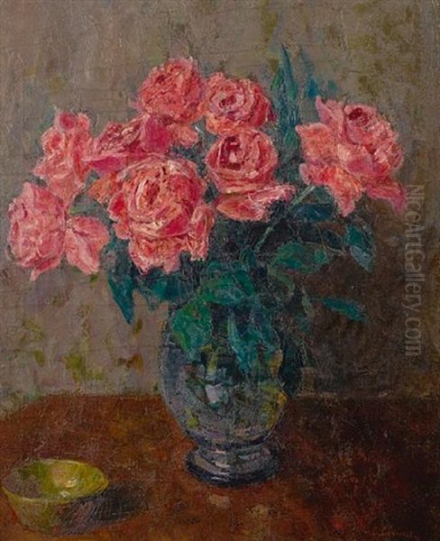 Still Life With Roses Oil Painting by Arnold Borisovich Lakhovsky