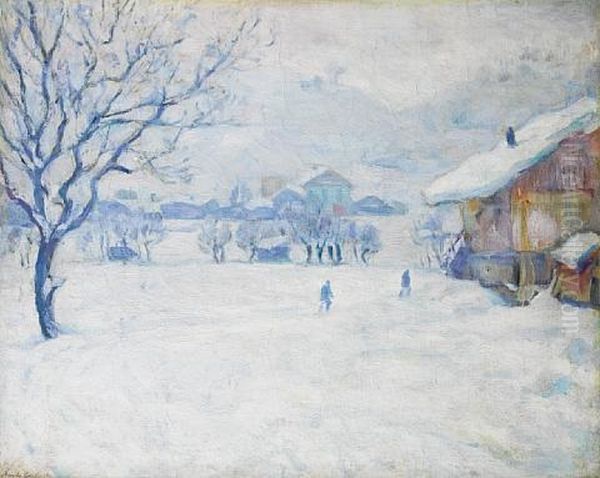 Megeve In Winter Oil Painting by Arnold Borisovich Lakhovsky