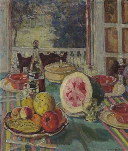 The Luncheon Table Oil Painting by Arnold Borisovich Lakhovsky