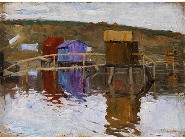 Hutte Am Ufer Oil Painting by Arnold Borisovich Lakhovsky