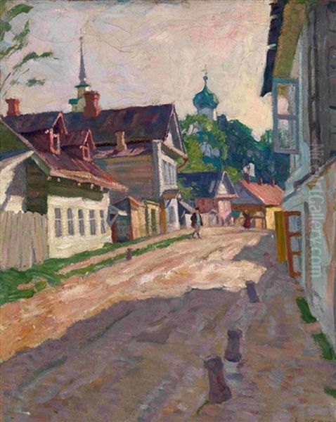 Street Of Pskov Oil Painting by Arnold Borisovich Lakhovsky