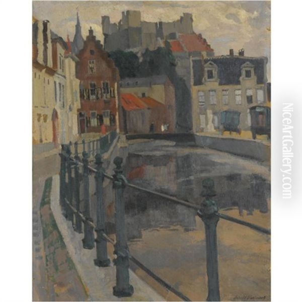 Canal In Ghent Oil Painting by Arnold Borisovich Lakhovsky