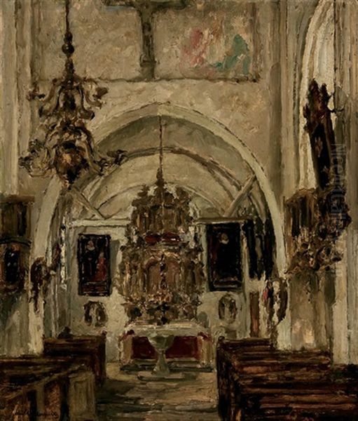 Church Interior Oil Painting by Arnold Borisovich Lakhovsky