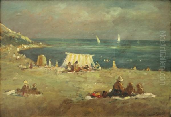 Scene De Plage Oil Painting by Arnold Borisovich Lakhovsky