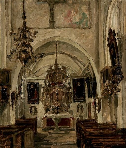 Church Interior Oil Painting by Arnold Borisovich Lakhovsky