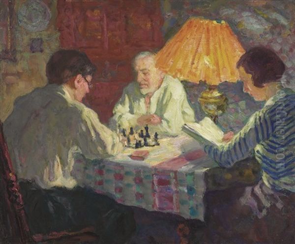 The Chess Game Oil Painting by Arnold Borisovich Lakhovsky