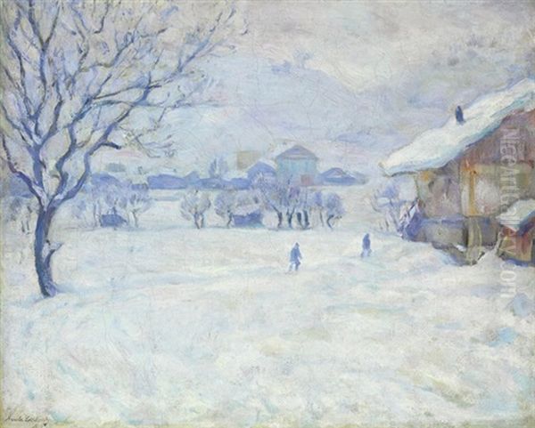 Megeve In Hiver Oil Painting by Arnold Borisovich Lakhovsky