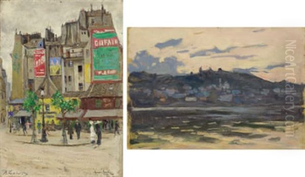 City Corner (+ Landscape; Pair) Oil Painting by Arnold Borisovich Lakhovsky