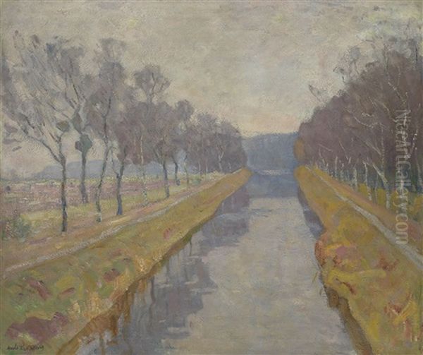 Canal Oil Painting by Arnold Borisovich Lakhovsky