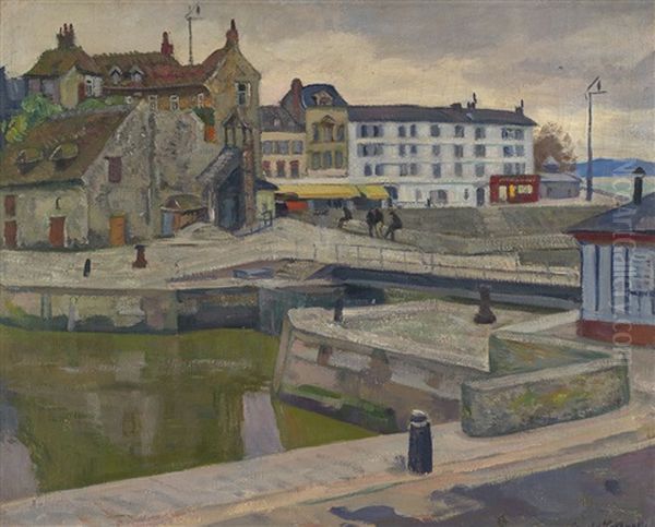 Harbour Scene Oil Painting by Arnold Borisovich Lakhovsky