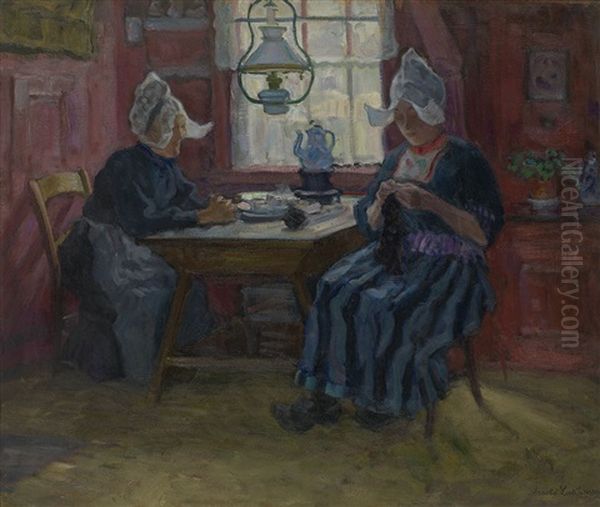 Morning Tea In Brittany Oil Painting by Arnold Borisovich Lakhovsky