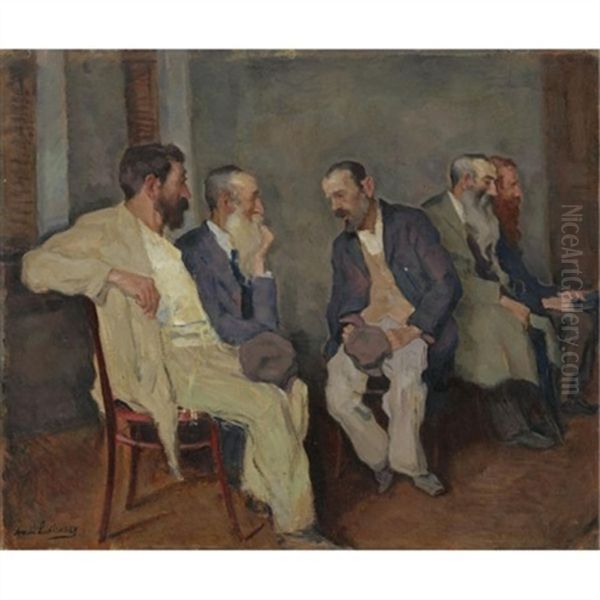 The Conversation Oil Painting by Arnold Borisovich Lakhovsky