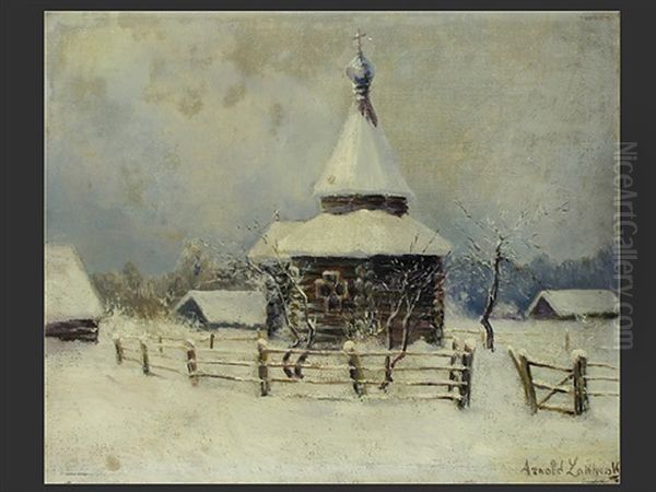 Kapelle Im Schnee Oil Painting by Arnold Borisovich Lakhovsky