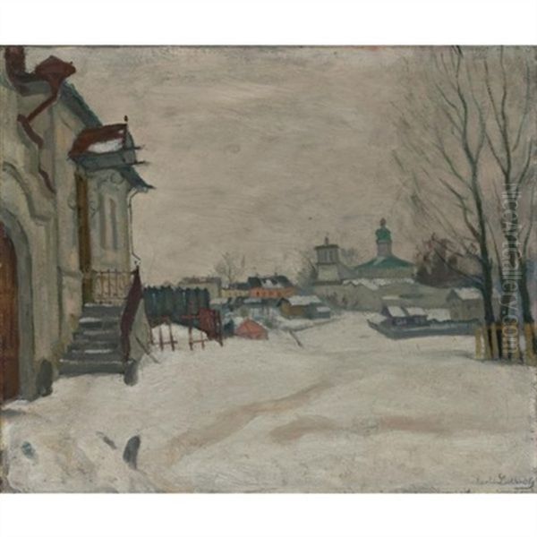 Winter Landscape Oil Painting by Arnold Borisovich Lakhovsky