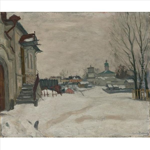 Winter Landscape Oil Painting by Arnold Borisovich Lakhovsky