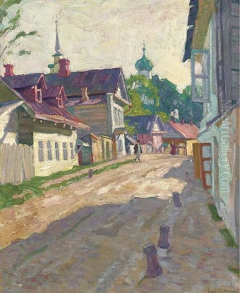 A Street In Pskov Oil Painting by Arnold Borisovich Lakhovsky