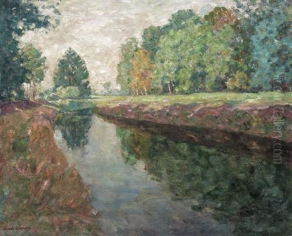 River Landscape Oil Painting by Arnold Borisovich Lakhovsky