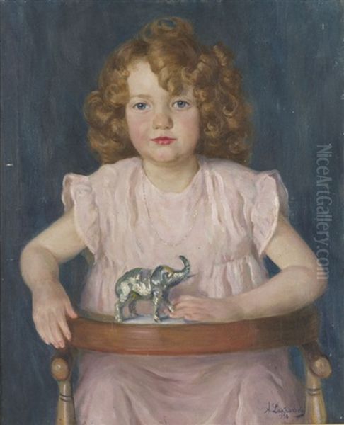 Girl With A Toy Oil Painting by Arnold Borisovich Lakhovsky