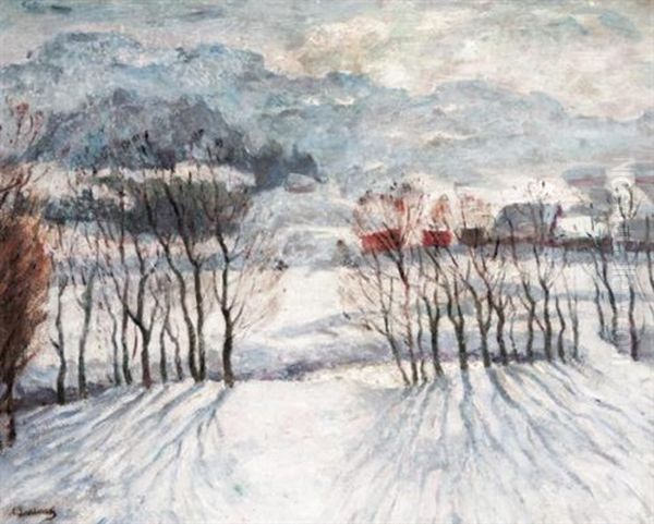 Winter Landscape Oil Painting by Arnold Borisovich Lakhovsky