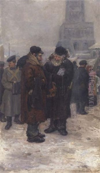 At The Flea Market Oil Painting by Arnold Borisovich Lakhovsky