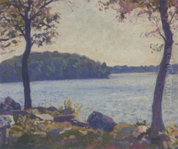 At The Edge Of The Lake Oil Painting by Arnold Borisovich Lakhovsky