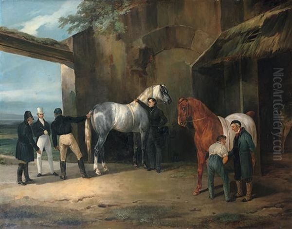 Le Marchand De Chevaux Oil Painting by Francois Hippolyte Lalaisse