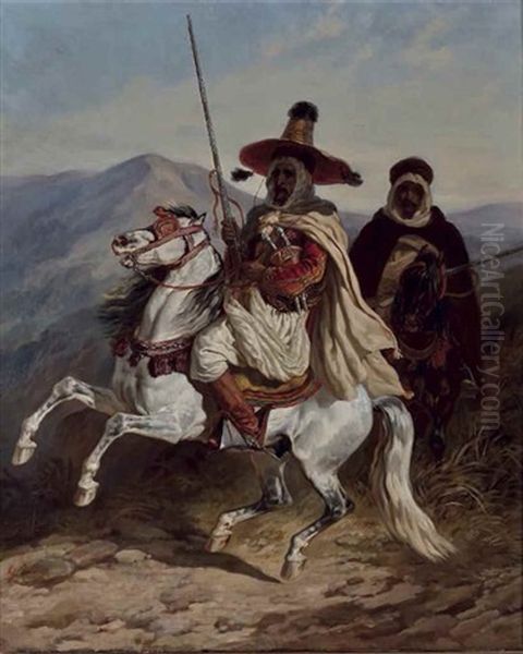 Cavaliers Dans L'atlas Oil Painting by Francois Hippolyte Lalaisse