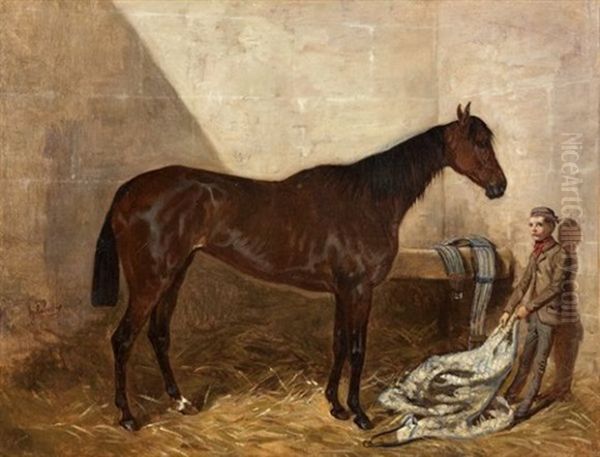 Cheval A L'ecurie Oil Painting by Francois Hippolyte Lalaisse