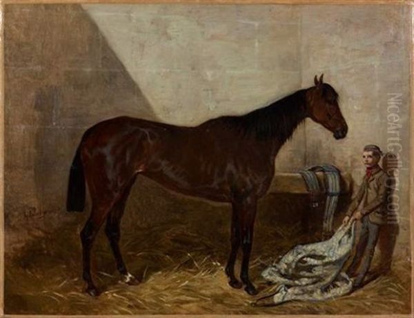 Cheval A L'ecurie Oil Painting by Francois Hippolyte Lalaisse