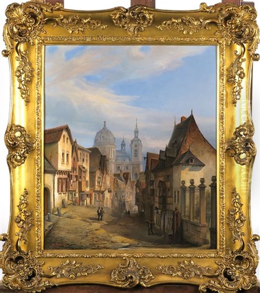 Vue De Ville Oil Painting by Henry Lallemand