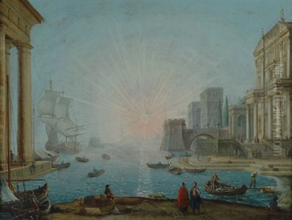 Veduta Di Porto Oil Painting by Jean Baptiste Lallemand