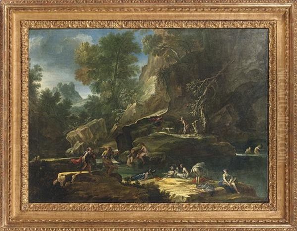 Diane Et Acteon Dans Un Paysage Oil Painting by Jean Baptiste Lallemand