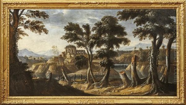 Sudliche Landschaft Am Fluss Oil Painting by Jean Baptiste Lallemand