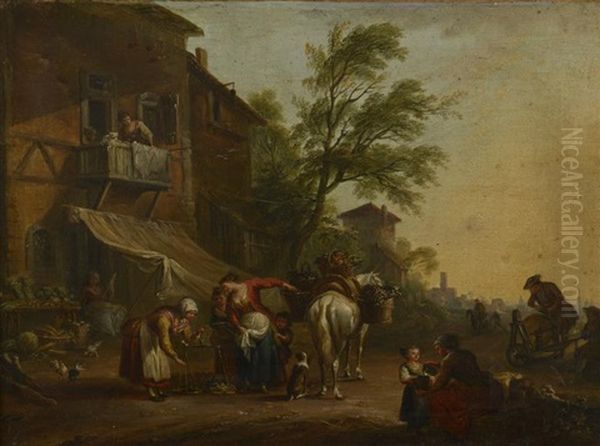 Le Retour Du Marche Oil Painting by Jean Baptiste Lallemand