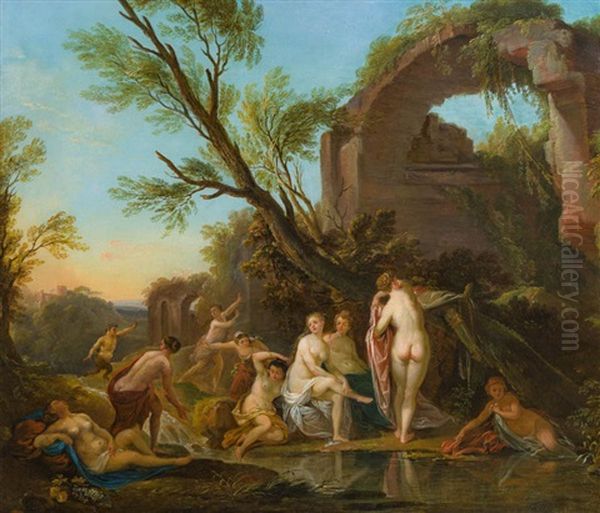 Badende Nymphen Oil Painting by Jean Baptiste Lallemand