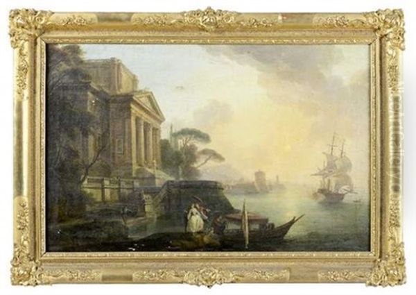 Paysage Mediterraneen Oil Painting by Jean Baptiste Lallemand