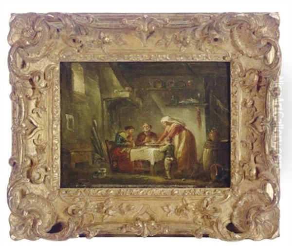 Jailers Playing Cards (+ A Companion Painting; Pair) Oil Painting by Jean Baptiste Lallemand