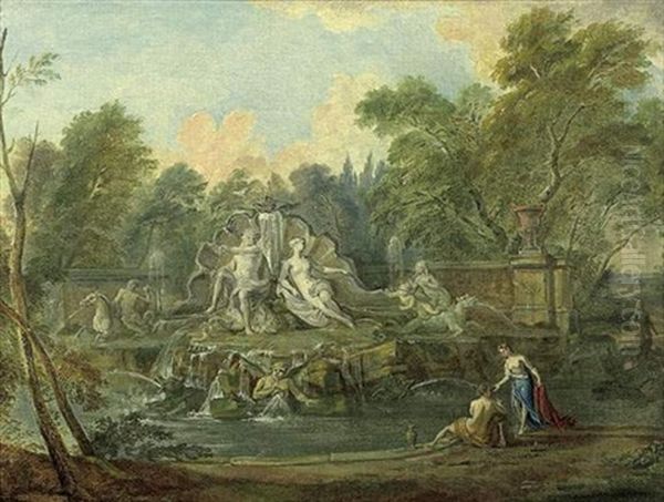 La Fontaine De Neptune Oil Painting by Jean Baptiste Lallemand