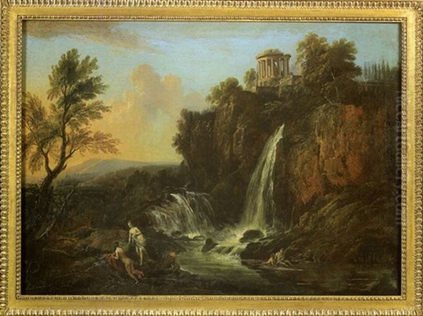 Baigneuses Devant Les Cascades De Tivoli Oil Painting by Jean Baptiste Lallemand